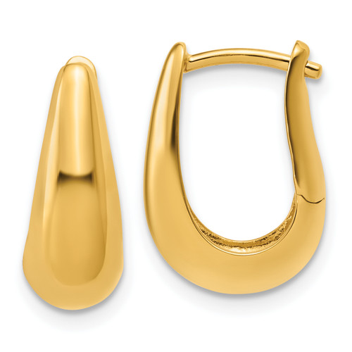 Leslie's Sterling Silver Gold-tone Polished Hinged Oval Hoop Earrings QLE1646Y
