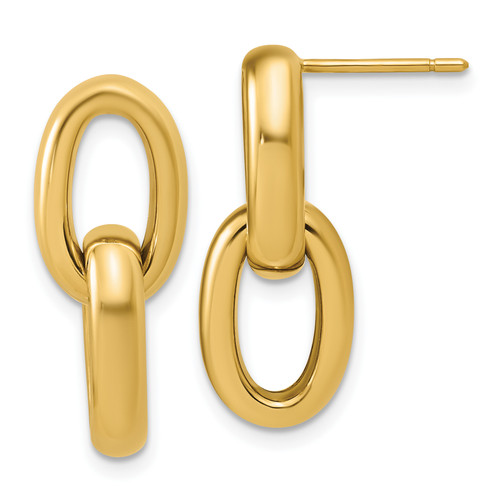 Leslie's 14KT Gold  Polished Ovals Dangle Post Earrings LE3112