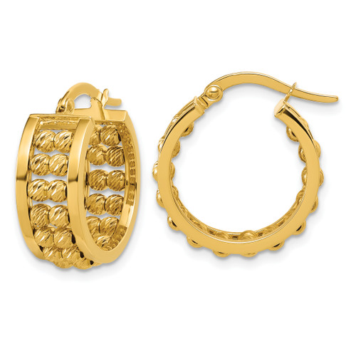 Leslie's 14KT Gold  Polished and Diamond-cut 2-row Beaded Tube Hoop Earrings 10T1171L