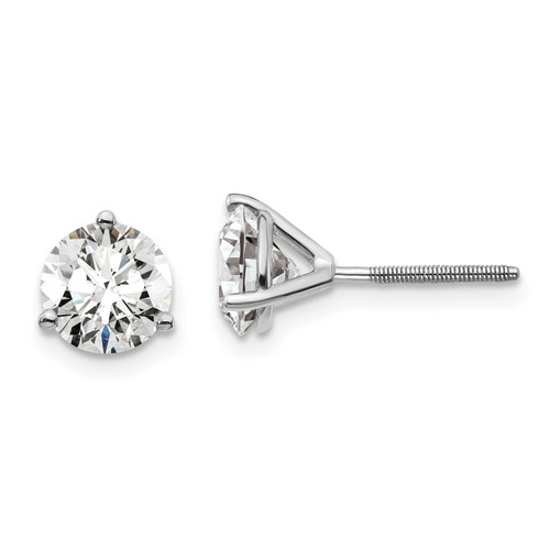 14KT Gold  White Gold 1 3/4 carat Lab Grown Diamond VS+ F+ Round Three Prong Complete Screwback Stud Earrings LE2983