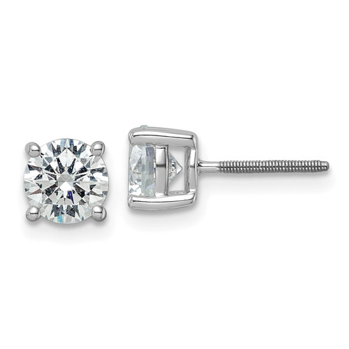 14KT Gold  White Gold 2 1/2 carat Lab Grown Diamond VS/SI+ G+ Round Complete Four Prong Screwback Heavyweight Stud Earrings LE3003