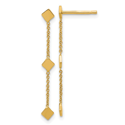 Leslie's 14KT Gold  Polished Diamond-shaped Disk Dangle Post Earrings LE2961