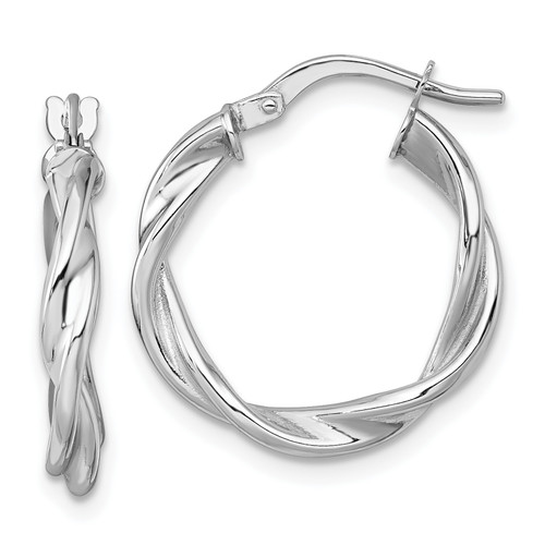 14KT Gold  White Gold Polished Twisted 2.75 x 20mm Tube Hoop Earrings EM9791-GA-017-WAA