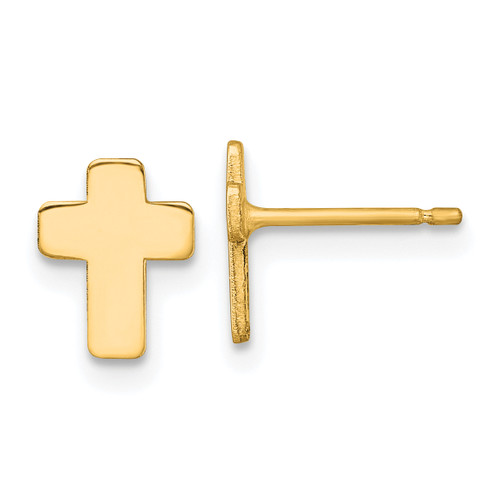 10KT Gold  Gold Polished Cross Post Earrings 10LE665