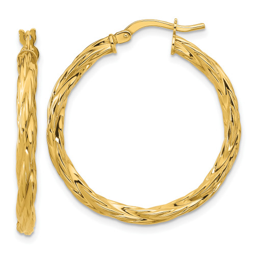 Leslie's 14KT Gold  Polished Twisted Round Hoop Earrings LE2792