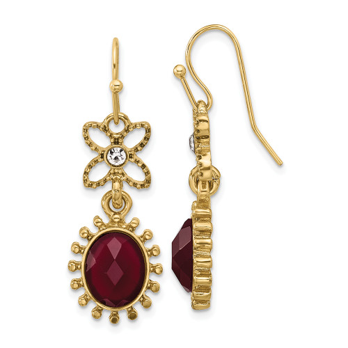 1928 Gold-tone Red and White Crystal Dangle Earrings 18HRE235Y