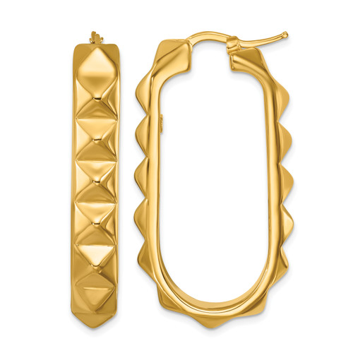 Herco 14KT Gold  Polished and Studded Hoop Earrings 10LE629