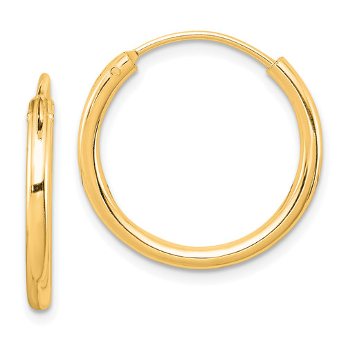 Sterling Silver Flash Gold-plated 2mm Endless Hoop Earrings TC1047W