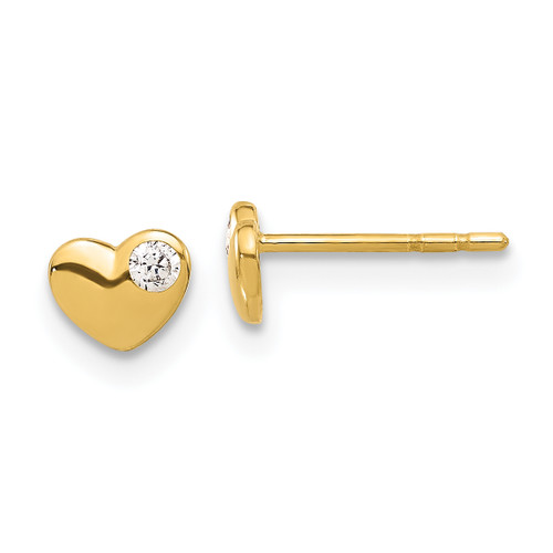 14KT Gold  CZ Heart Post Earrings GK1173
