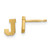 10KT Gold Y Brushed Initial Letter J Post Earrings