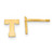 Sterling Silver Gold-plated Brushed Letter T Initial Post Earrings LE2051