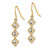 14KT Gold  w/Rhodium Fancy Diamond-cut Dangle Wire Earrings TF1919