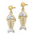 14KT Gold  W/ Rhodium Fishbone Dangle Earrings TF392W
