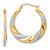 14KT Gold  & Rhodium Textured Stamped Hoop Earrings TH983
