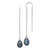14KT Gold  White Gold 7-8mm Black Teardrop Freshwater Cultured Pearl Threader Earrings GK1025