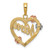 14KT  Tri-color NANA in Heart with Flowers Pendant