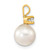 14KT  8-9mm White Round Akoya Saltwater Cultured Pearl and 1/10 Carat Diamond Pendant