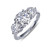 Lafonn Classic Three-Stone Ring in sterling silver bonded with platinum