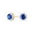 ME0091 - Round-Cut Lab-Created Blue Sapphire Halo Stud Earrings in 14K Yellow Gold by Monte Luna