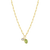 BN0228Y - August Birthstone Genuine Peridot & Lab-Created Diamond Mini Paperclip Necklace in 14K Yellow Gold-Plated Sterling Silver