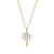 BN0181Y - Pave Palm Tree Lab-Created Diamond Pendant Necklace in 14K Gold & Rhodium-Plated Sterling Silver