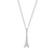 BN0183W - Eiffel Tower Lab-Created Diamond Pendant Necklace in Rhodium-Plated Sterling Silver