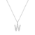 BN0142W - Letter "W" Initial Pendant Necklace in Rhodium-Plated Sterling Silver