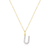 BN0140Y - Letter "U" Initial Pendant Necklace in 14K Yellow Gold-Plated Sterling Silver