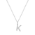BN0130W - Letter "K" Initial Pendant Necklace in Rhodium-Plated Sterling Silver