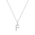 BN0125W - Letter "F" Initial Pendant Necklace in Rhodium-Plated Sterling Silver
