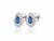 14k White Gold Halo Diamond and Pear Sapphire Earrings