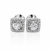 14k White Gold Diamond Square Halo stud Earrings 0.75 ctw