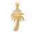 14KT Gold Textured Polished Palm Tree Pendant
