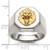 Stainless Steel With 14KT Gold Gold Accent Polished Lion Head Ring