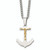 Stainless Steel With 14KT Gold Gold Gold Crucifix Anchor Necklace