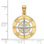 14KT Gold Two-tone Nautical Compass White Needle Charm