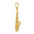 14KT Gold Solid Polished 3-D Saxophone Pendant