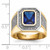 14KT Gold Gold With  Rhodium CZ & Emerald-cut Blue CZ Mens Ring