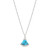Sterling Silver Necklace made with Paperclip Chain (2mm) and Fan Shape Synthetic Turquoise (19x13x2.2mm) with Cubic Zirconia Pendant