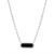 Sterling Silver Necklace made with Paperclip Chain (2mm) and Black Onyx with Cubic Zirconia (18x6mm) in Center