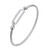 Sterling Silver 3mm Mesh Hook Bangle with Cubic Zirconia  Link (24x8mm) in CenterMLB3270WZ