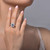 Lafonn Genuine Blue Topaz Halo Ring bonded in Platinum
