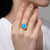 Lafonn Blue Halo Ring bonded in Platinum R0462TQG05