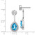 14k White Gold Diamond/Pear Blue Topaz Front/Back Earrings