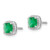 14k White Gold Cushion Emerald and Diamond Halo Earrings