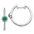 14k White Gold Diamond and Cabochon Emerald Hoop Earrings