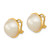 14k 14-15mm White Mabe Saltwater Cultured Pearl Omega Back Earrings