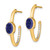 14k Oval Created Sapphire and Diamond J-Hoop Earrings