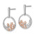 14k Two-tone Moon and Stars Circle Diamond Post Earrings