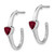 14k White Gold Trillion Created Ruby and Diamond J-hoop Earrings
